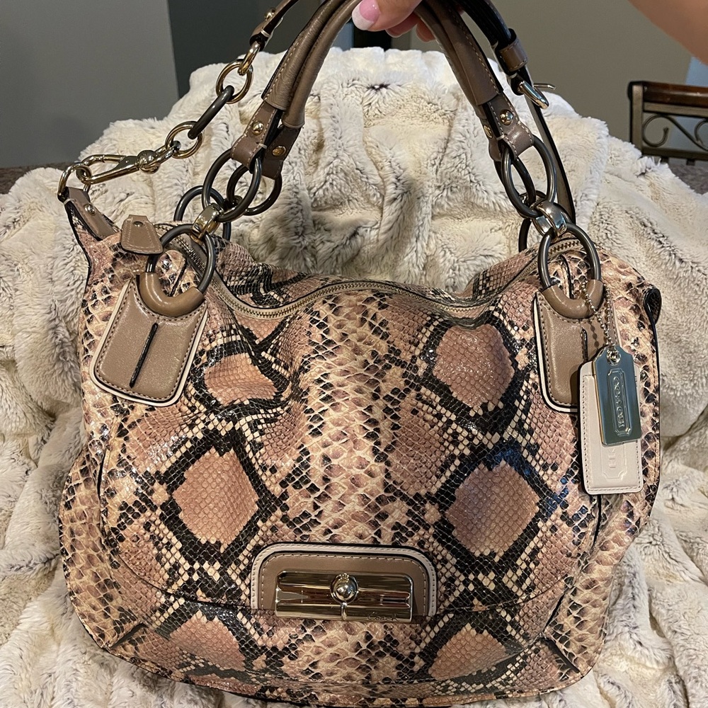 Coach Kristin Embossed Python Leather Hobo Bag - image 1